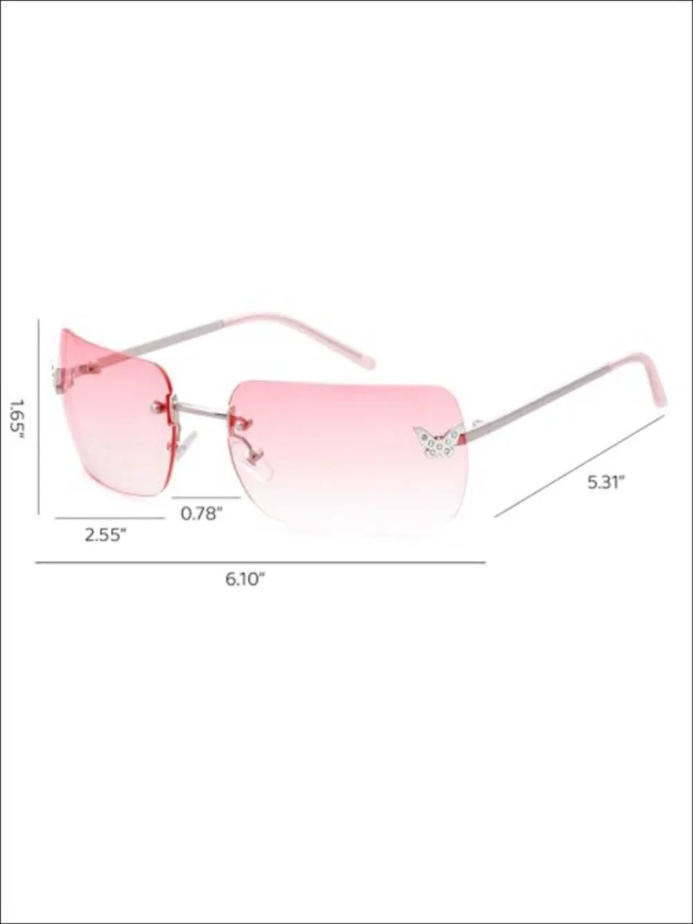 Rimless Rectangle Y2K Sunglasses UV400 Metal Plastic Lightweight